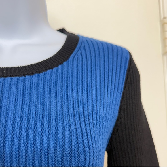 White House Black Market blue and black ribbed sweater Women's Size S - Picture 4 of 10